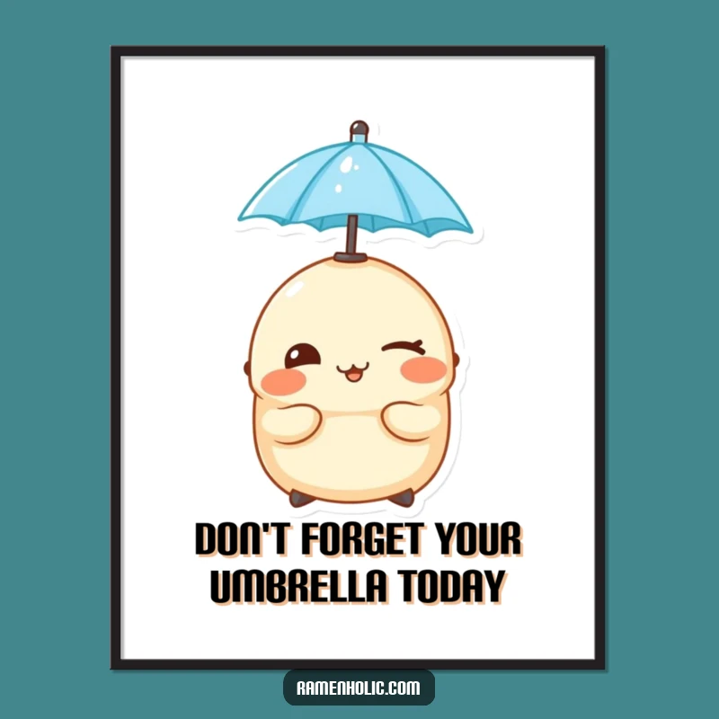 Free Printable Dumpling Wall Art: Winking Umbrella Guy Downloadable Funny Decor