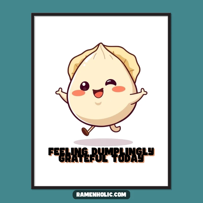 Free Printable Gyoza Wall Art: Happy Hopping Dumpling Downloadable Funny Decor
