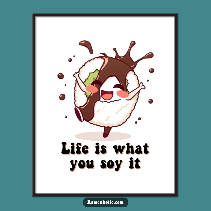 Free Printable Sushi Art: Funny Cartwheeling Foodie Digital Download Decor Gift