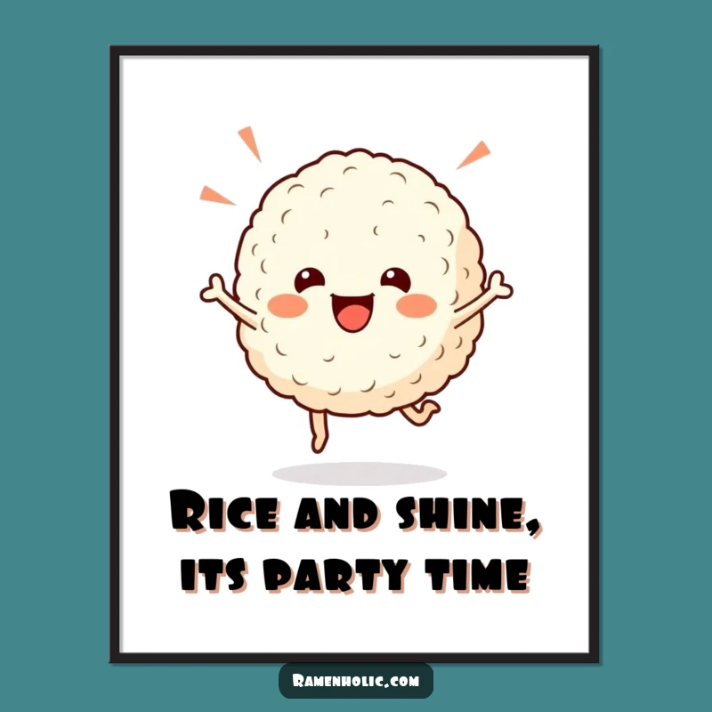 Free Printable Wall Art: Hopping Rice Ball Funny Downloadable Decor