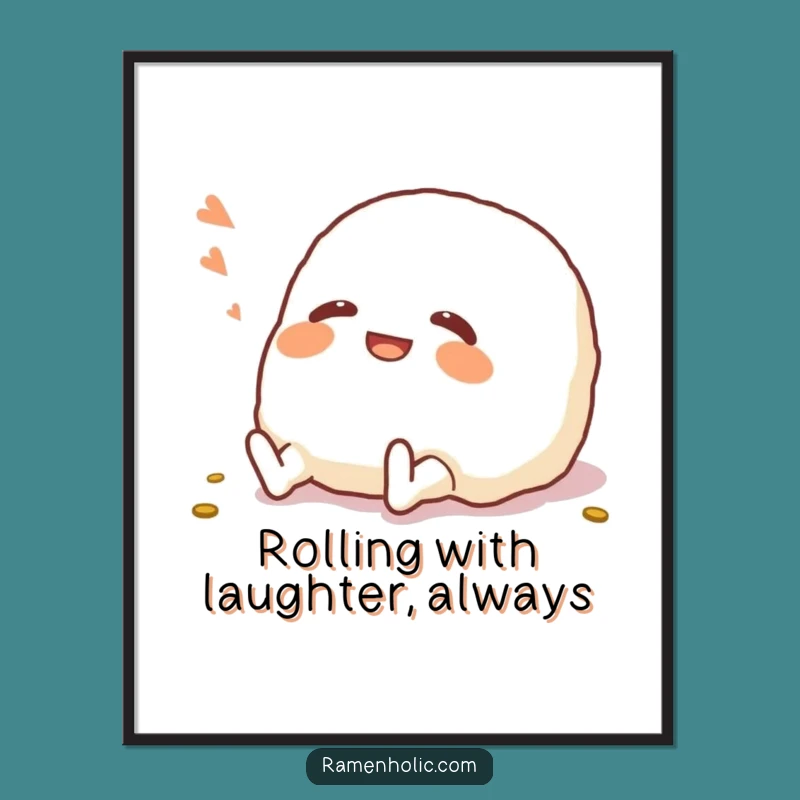 Funny Free Printable Wall Art: Giggling Onigiri Joyful Art Downloadable
