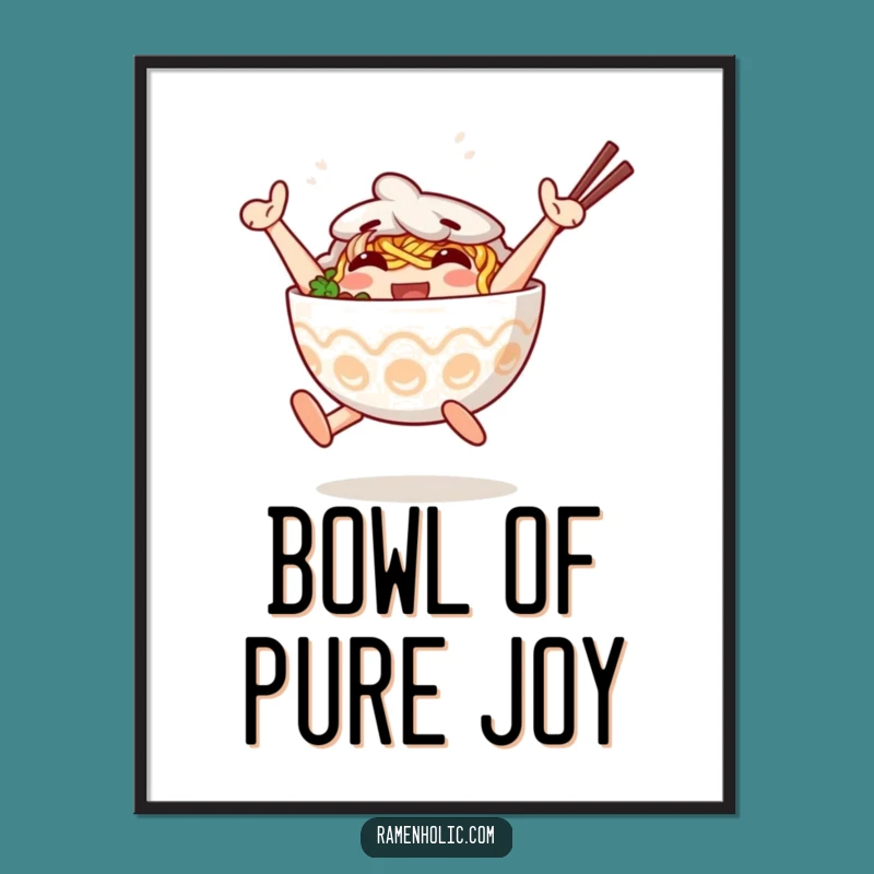 Funny Free Printable Wall Art: Jumping Ramen's Joyful Noodles, Downloadable Art for Foodie Fun