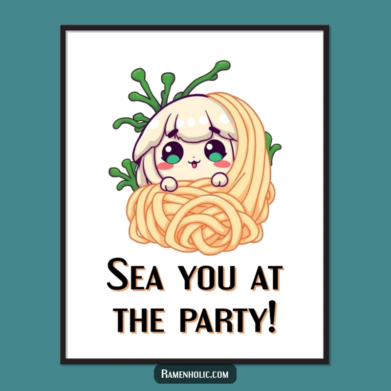 Funny Free Printable Wall Art: Surprised Seaweed Noodle Duo for Quirky Downloadable Decor