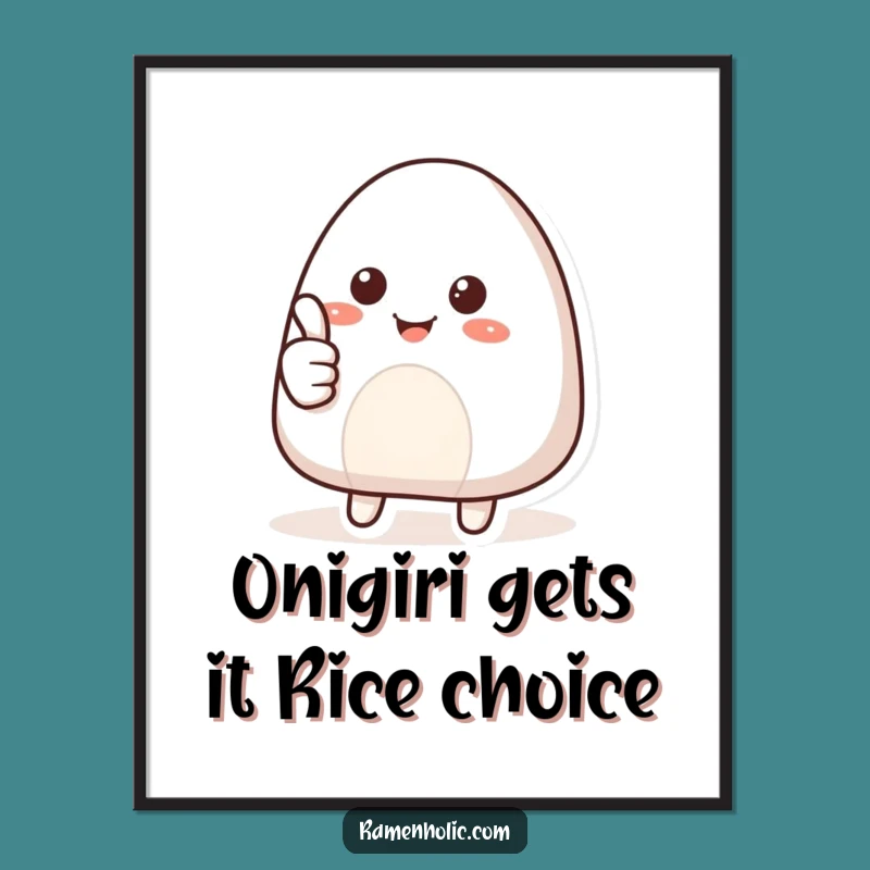 Funny Onigiri Thumbs Up Art: Free Printable Wall Decor, Positive Downloadable Home Gift