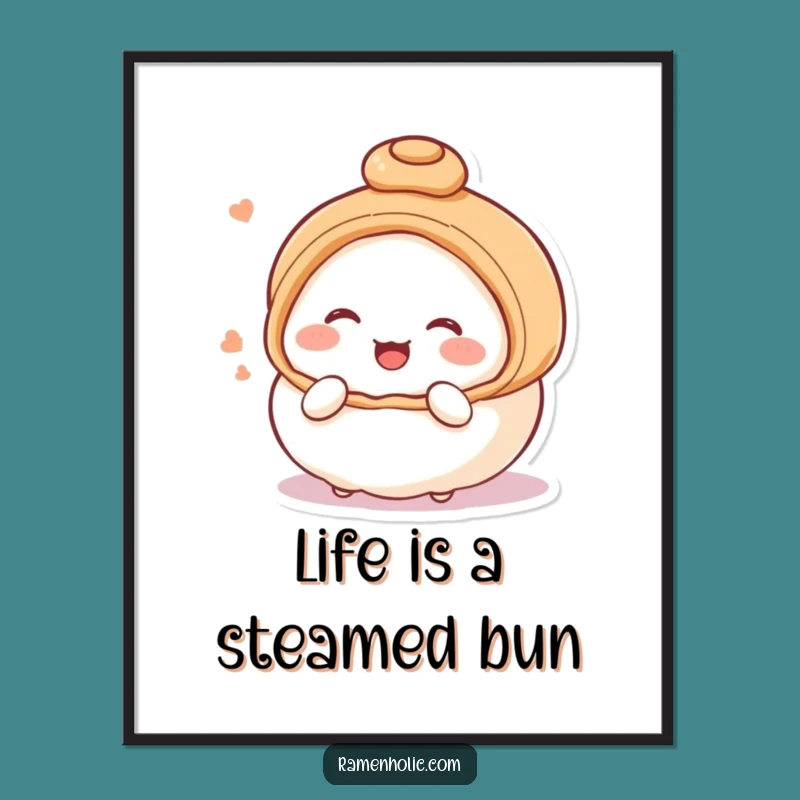 Free Printable Wall Art: Blushing Bun Character, Humorous Downloadable Decor for Cozy Spaces