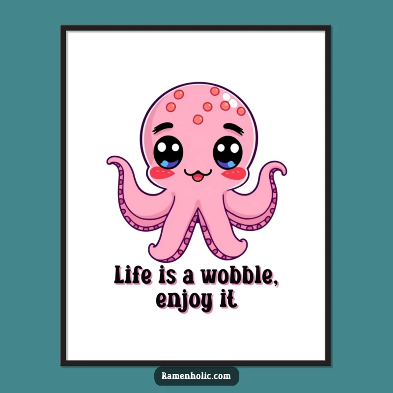 Funny Free Printable Wall Art: Googly-Eyed Octopus Wiener Doing a Comical Wobble