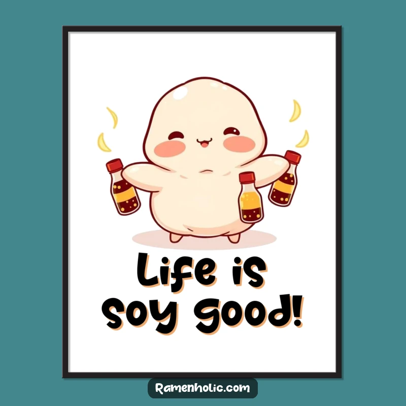 Funny Free Printable Wall Art: Kawaii Dumpling Juggler - Downloadable Food Art