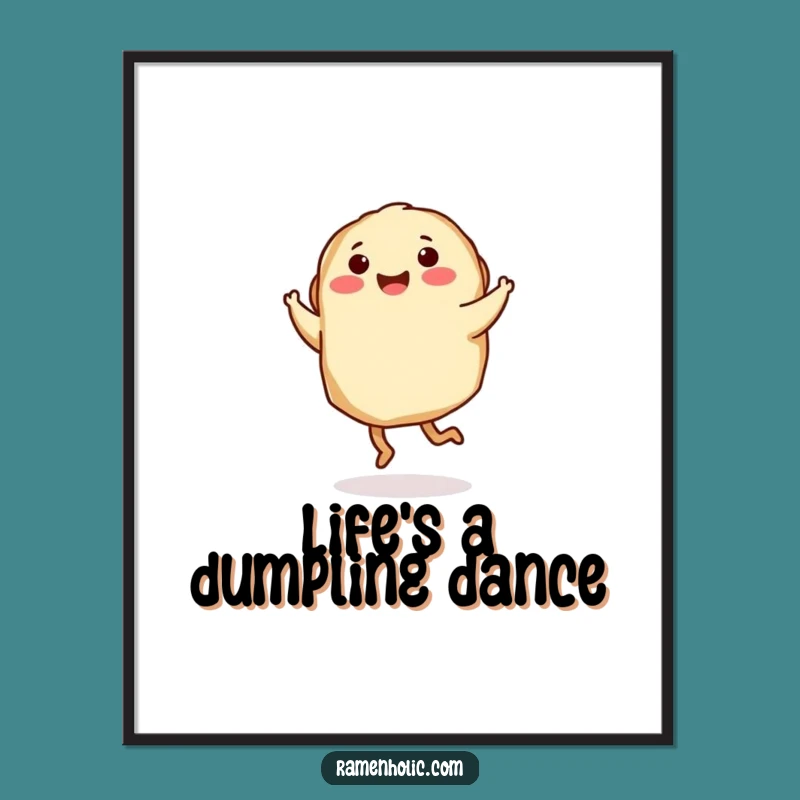 Free Printable Wall Art: Dancing Gyoza Twirl, Dumpling Fun Downloadable Art