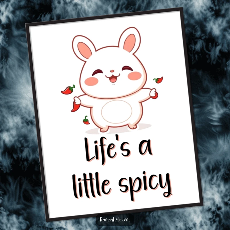 Funny Free Printable Wall Art: Playful bao bun juggling chili peppers, rosy cheeks, spicy and fun decor.