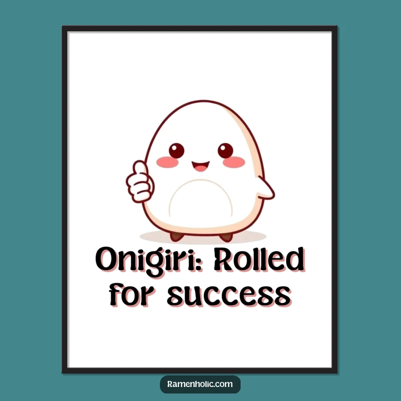 Funny Free Printable Wall Art: Smiling Onigiri, Thumbs Up Downloadable Decor