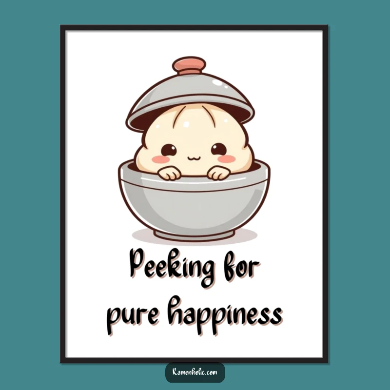 Free Printable Dumpling Wall Art: Shy Peek, Humorous Downloadable Decor!