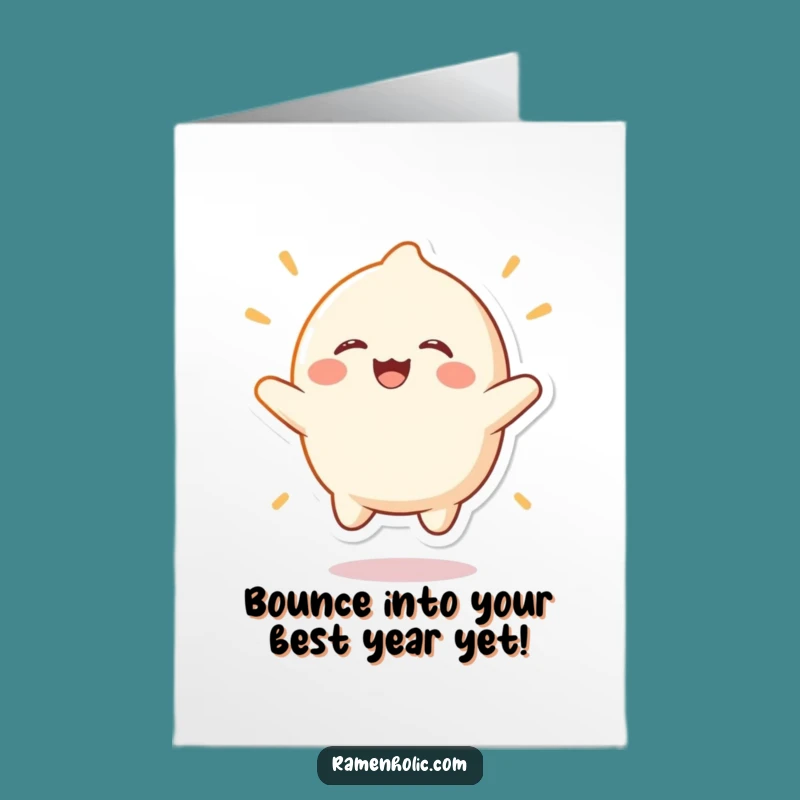 Free Printable Birthday Card: Laughing Mochi Bouncing Excitedly Funny Downloadable Gift
