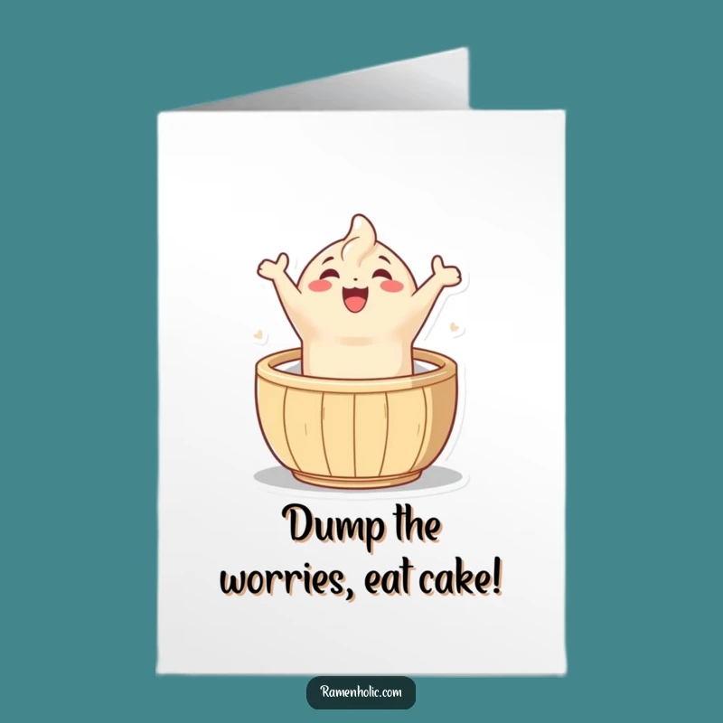 Free Printable Dumpling Birthday Card - Joyful Leaping Character Downloadable Gift