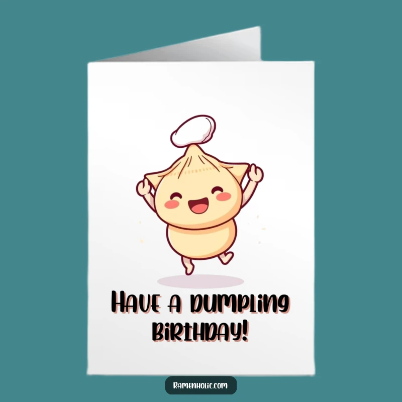 Free Printable Birthday Card: Funny Chopsticks & Dumpling, Humorous Downloadable Greeting for Foodies