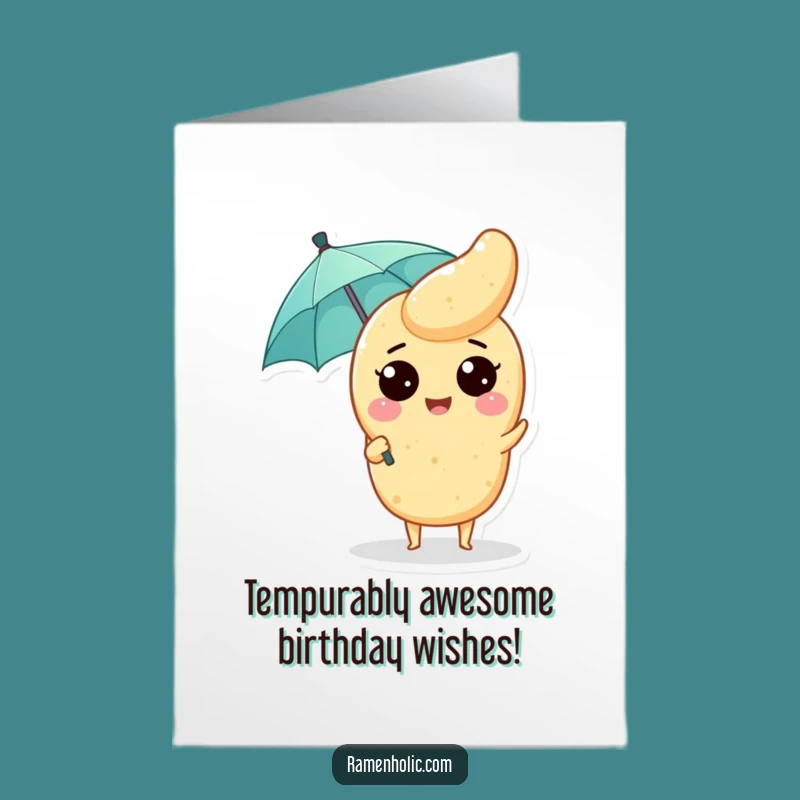 Free Printable Birthday Card: Funny Tempura Piece Umbrella Fun Downloadable Gift