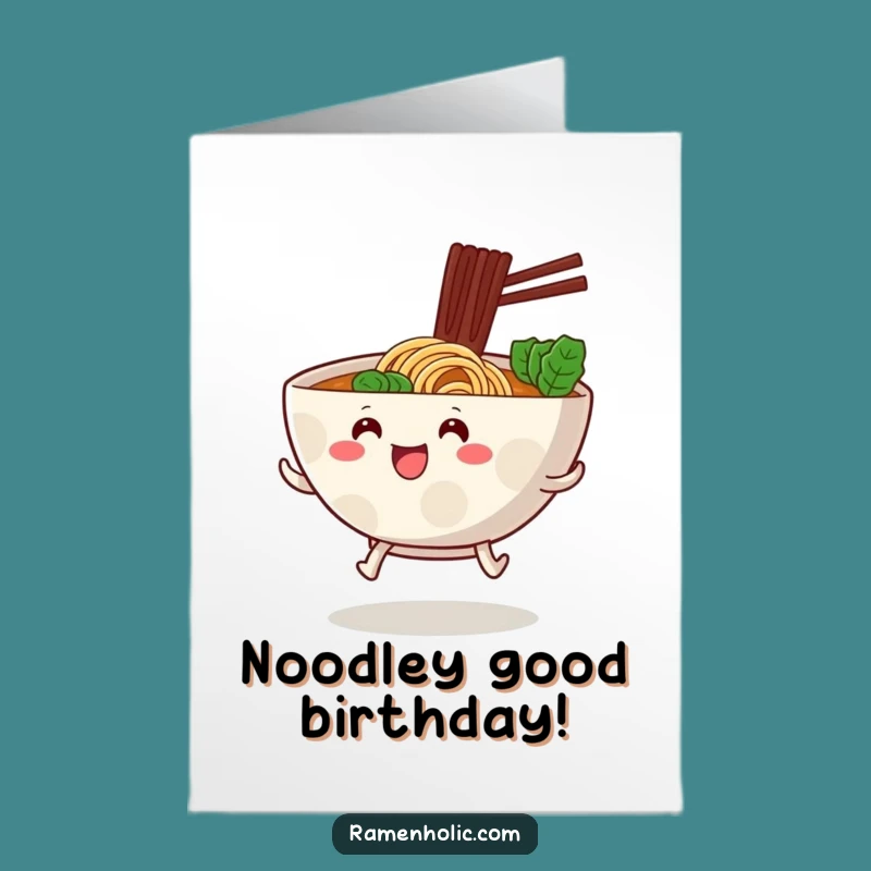 Free Printable Birthday Card: Hopping Ramen Funny Downloadable Gift