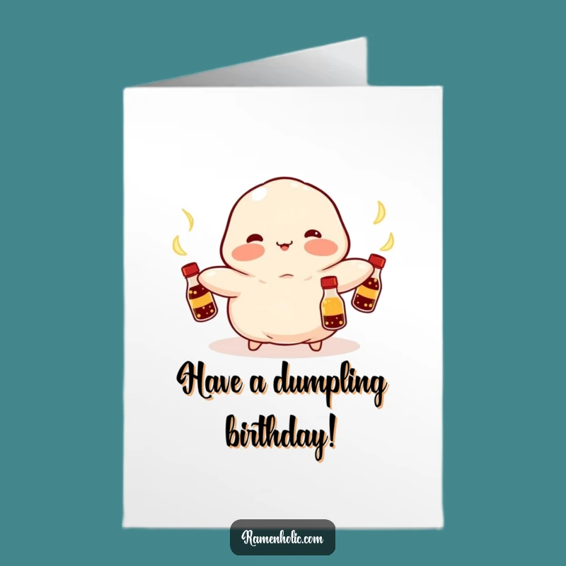 Free Printable Birthday Card: Juggling Dumpling - Funny Feast Celebration