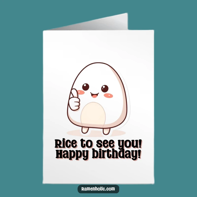 Free Printable Birthday Card: Smiling Onigiri Thumbs Up, Funny Downloadable Gift