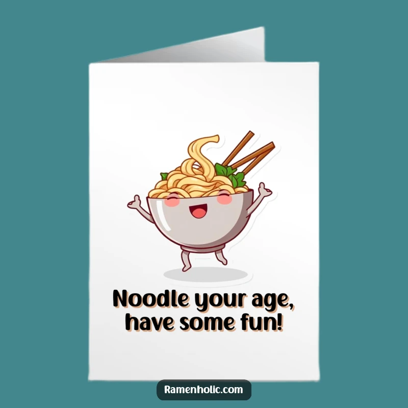 Free Printable Noodle Birthday Card: Silly Dancing Foodie Digital Download Gift