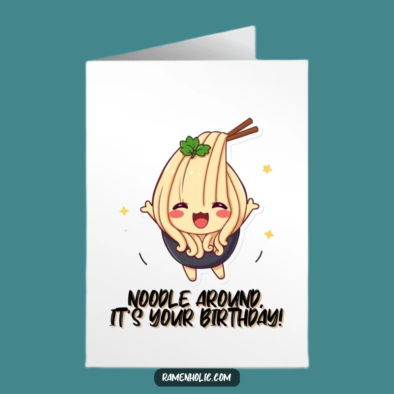 Free Printable Udon Birthday Card: Flipping Noodle Downloadable Gift for a Joyful Celebration