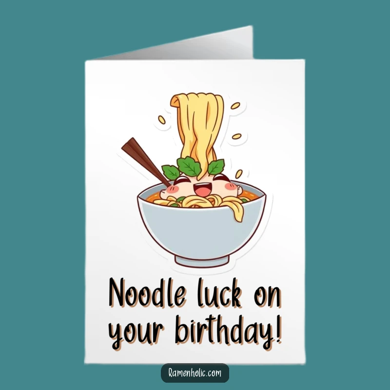 Free Printable Birthday Card: Splashy Ramen Fun, Joyful Downloadable Gift for Noodle Lovers!