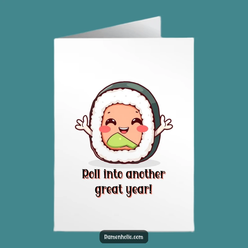Free Printable Sushi Birthday Card: Funny Waving Roll, Downloadable DIY Gift!
