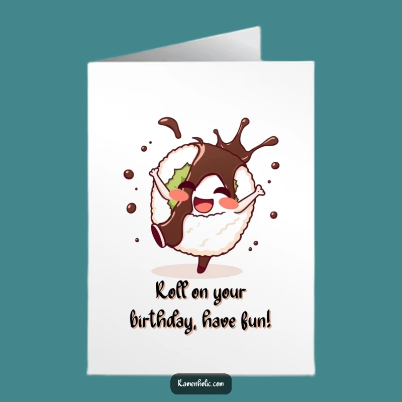 Free Printable Sushi Birthday Card: Cartwheeling Foodie Digital Download Gift