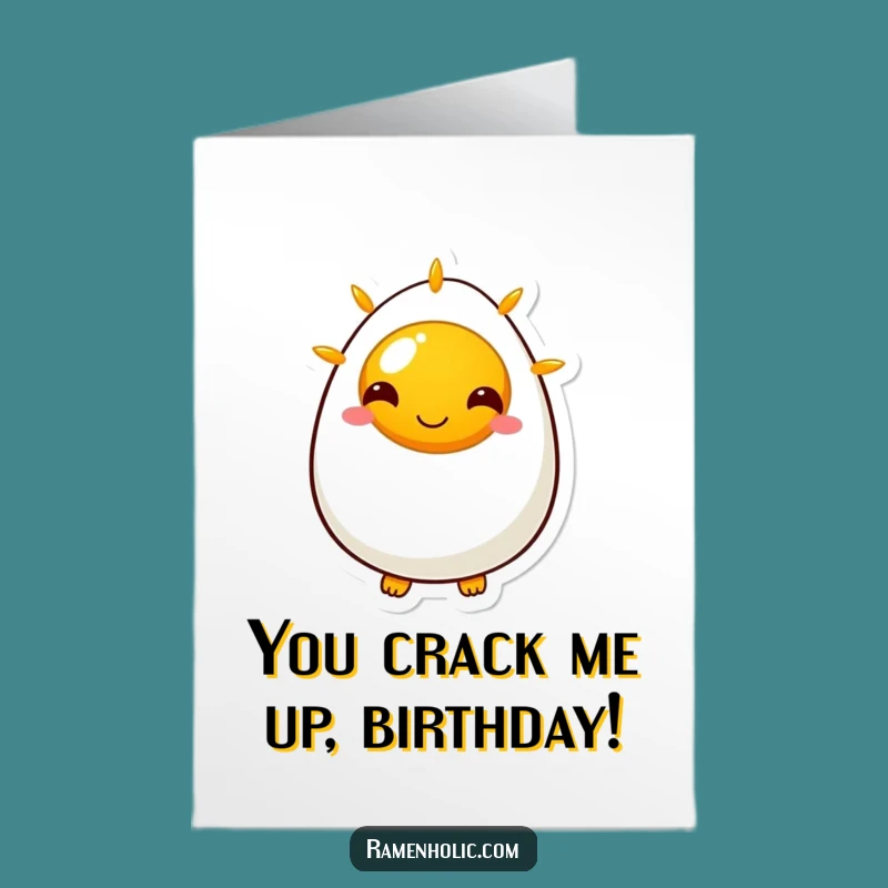Free Printable Funny Birthday Card: Egg Character Sunny Smile, Hilarious Downloadable Gift