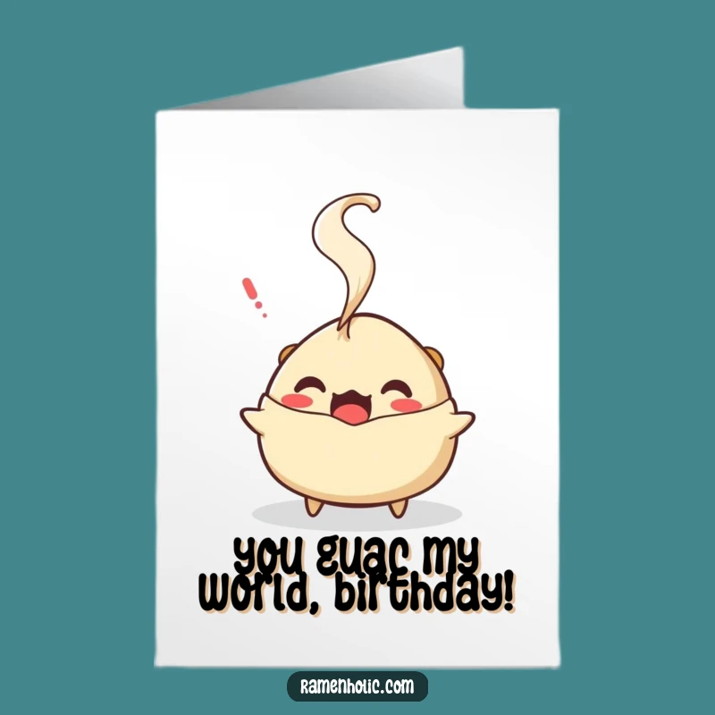 Free Printable Gyoza Birthday Card - Surprised Steam Character Downloadable Gift