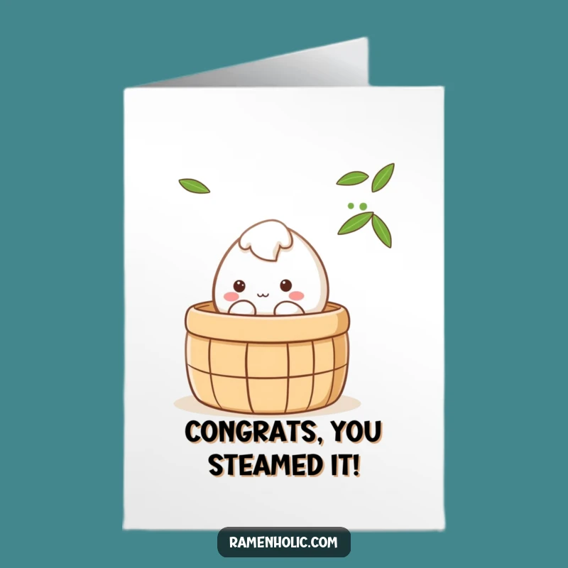 Free Printable Congrats Card: Shy Mochi Steamer Funny Downloadable Gift