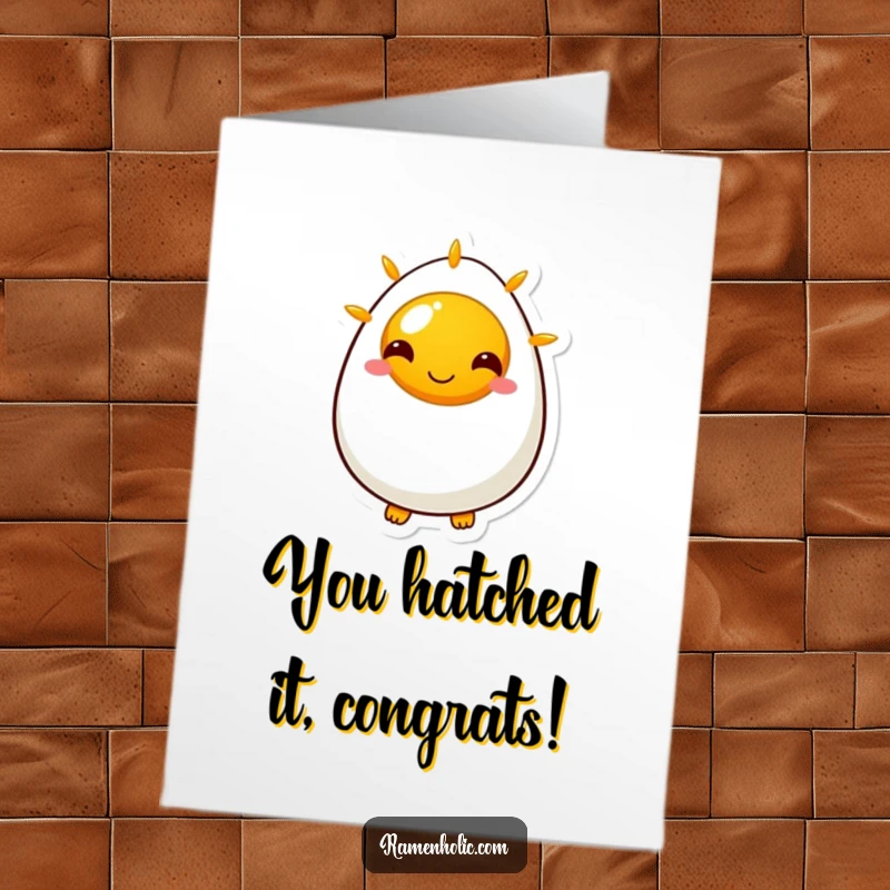 Funny Free Printable Congratulations Card featuring a happy egg character, celebrating success with a sunny side up smile.