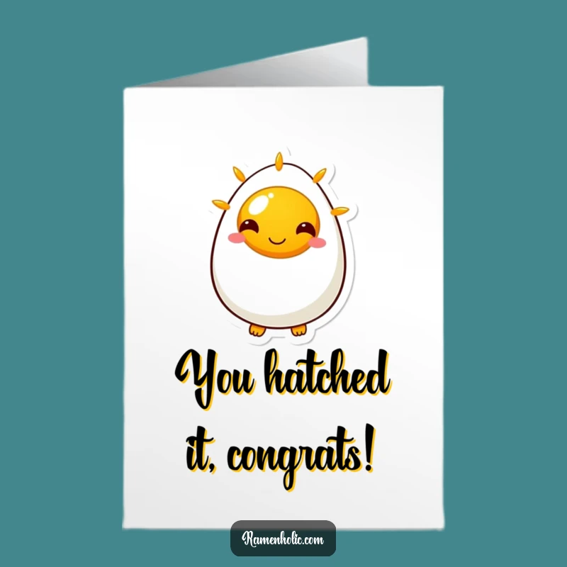 Free Printable Congrats Card: Egg Character Sunny Smile, Funny Downloadable Celebration