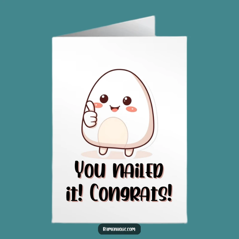 Free Printable Congrats Card: Onigiri Thumbs Up, Positive Downloadable Celebration Gift