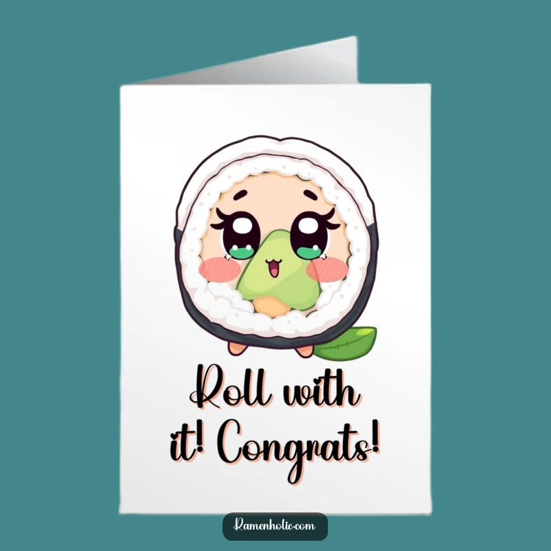 Free Printable Congrats Card: Shocked Sushi Roll, Funny Downloadable for Any Occasion