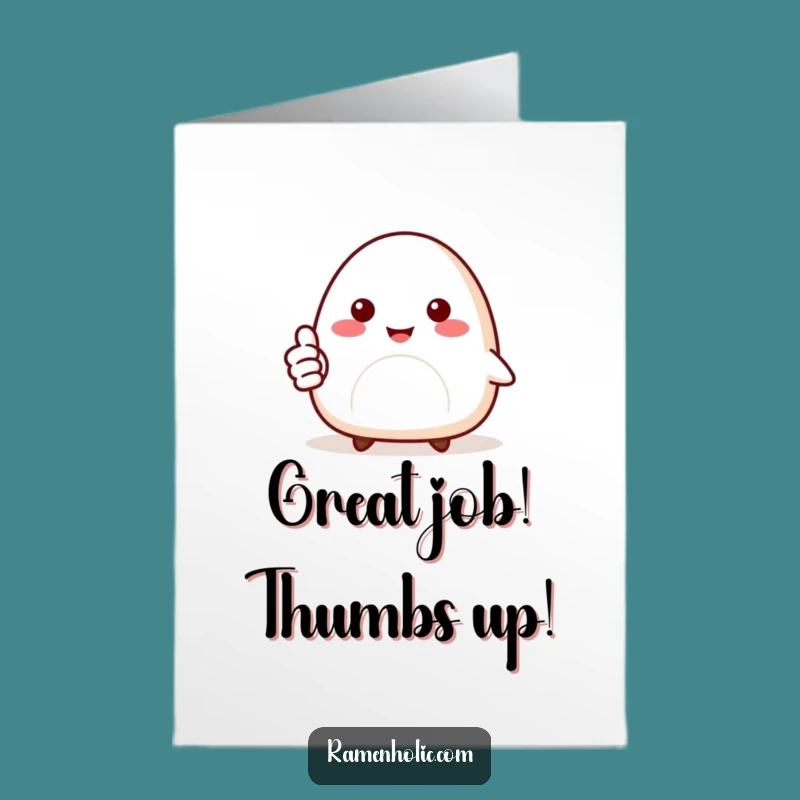 Free Printable Congrats Card: Smiling Onigiri, Thumbs Up Funny Downloadable Celebration
