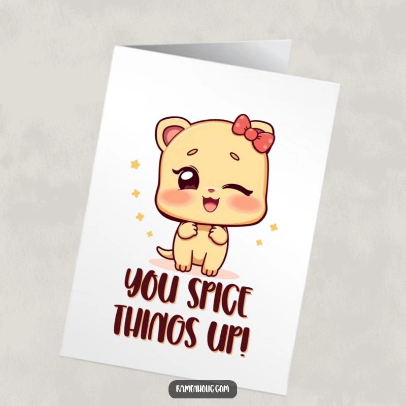 Funny Free Printable Congratulations Card with a ginger slice character giving a playful wink to celebrate achievements.