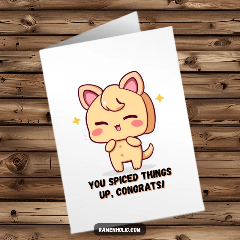 Funny Free Printable Congratulations Card of a ginger slice character winking playfully, celebrating achievements with flair.