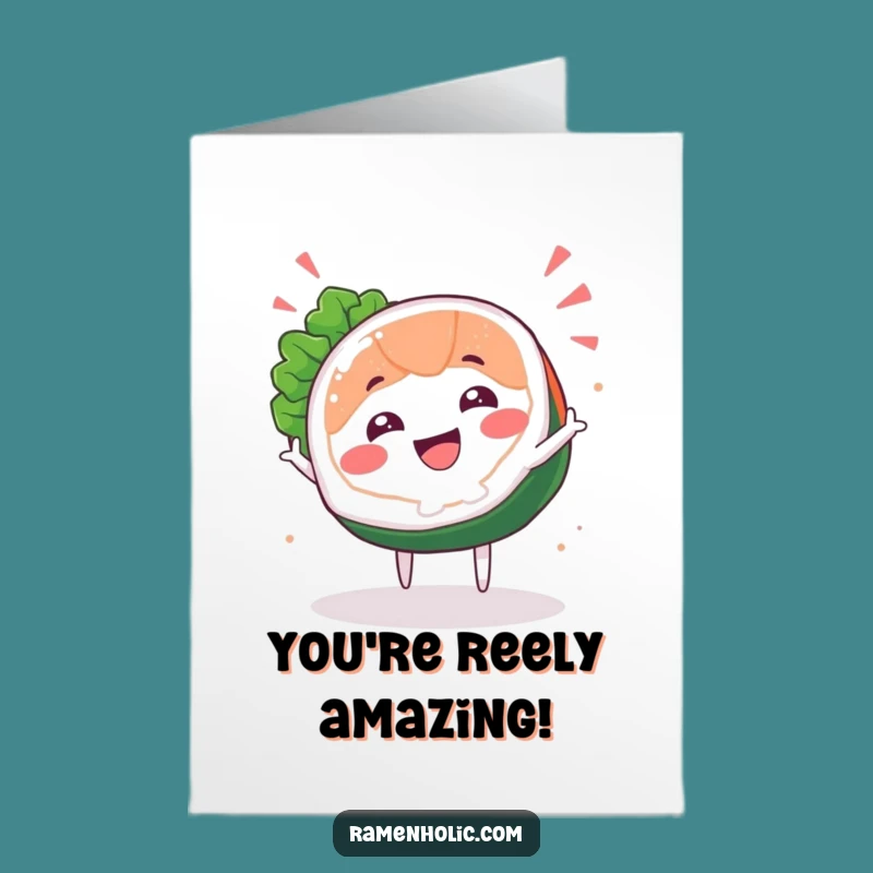 Free Printable Sashimi Congrats Card: Spinning Fish Downloadable Gift for Your Success