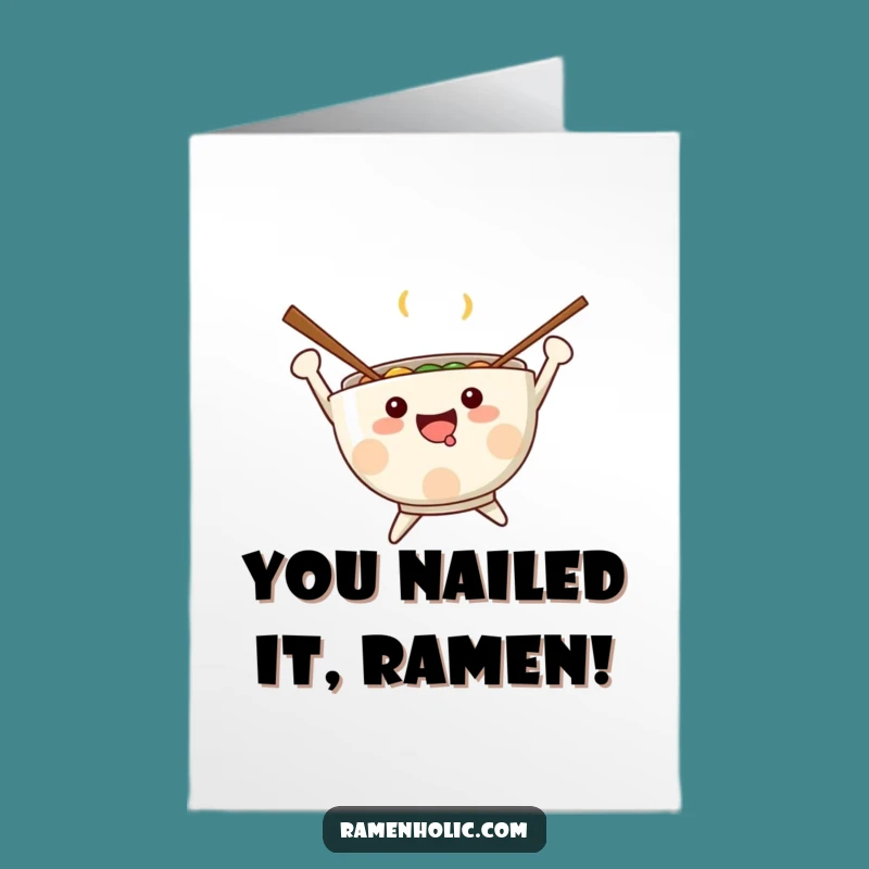 Free Printable Congrats Card: Joyful Kawaii Ramen Jump - Downloadable Celebration