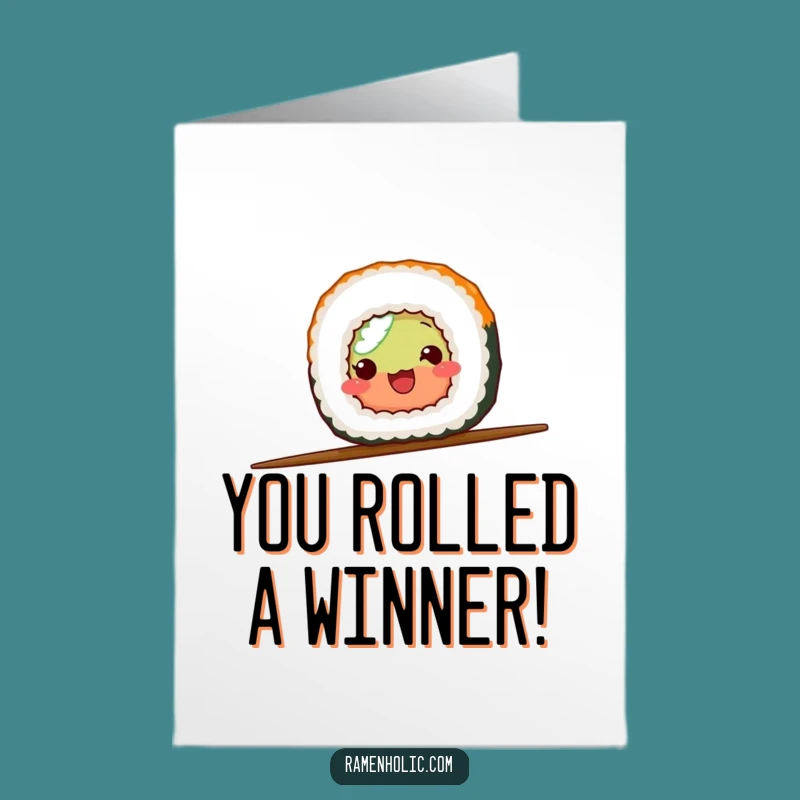 Free Printable Congrats Card: Sushi Roll Balance Act for a Funny Downloadable Gift