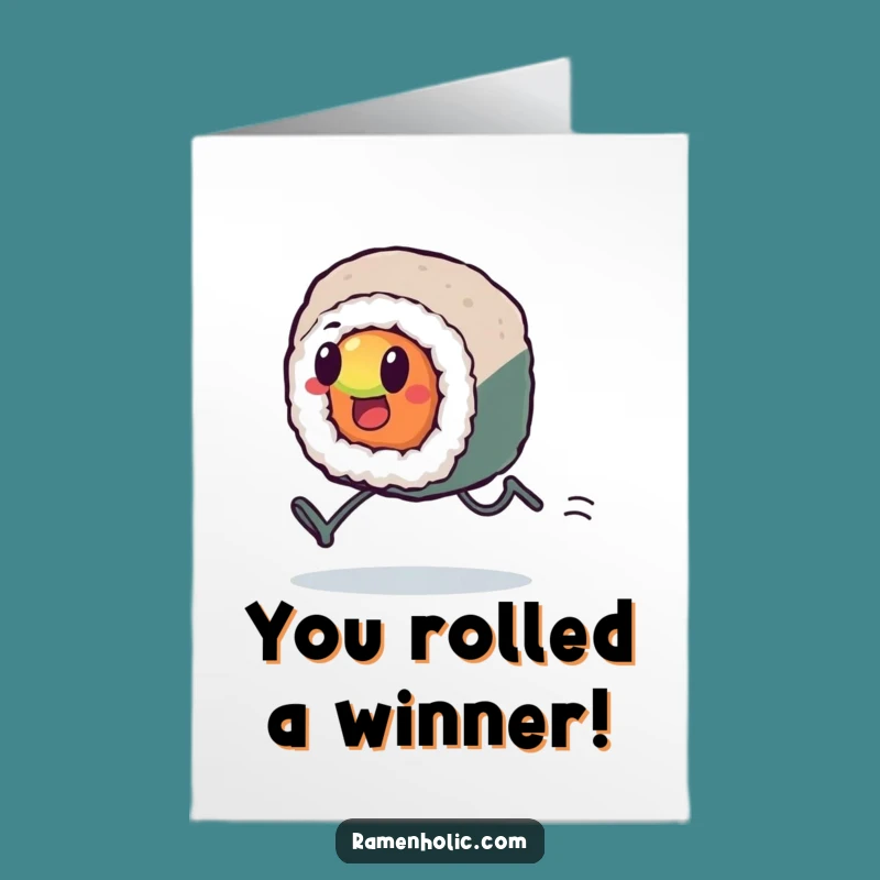Free Printable Congrats Card: Speedy Kawaii Sushi - Downloadable Celebration