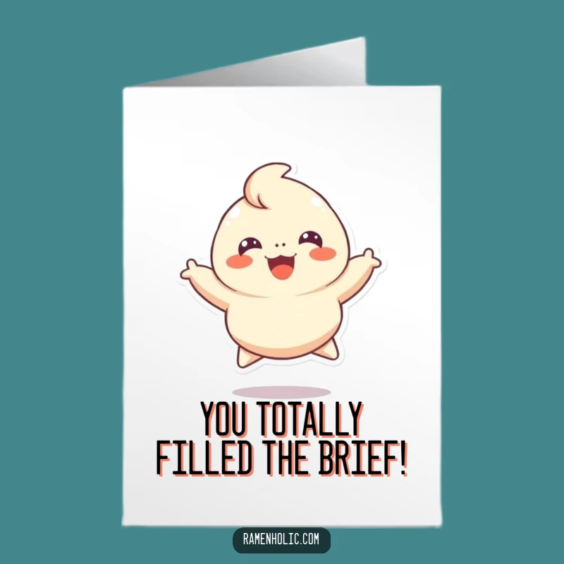 Free Printable Congrats Card: Cheerful Dumpling Leaping Celebration Funny Downloadable Gift