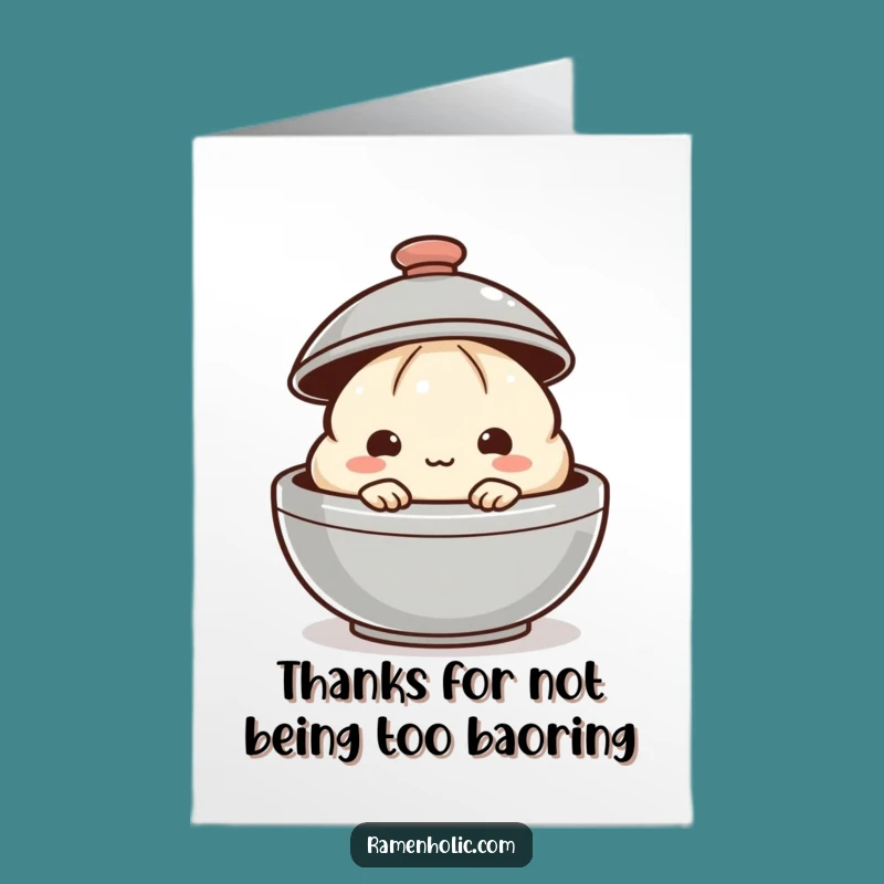 Free Printable Dumpling Thank You Card: Shy Peek, Grateful Downloadable Humor!