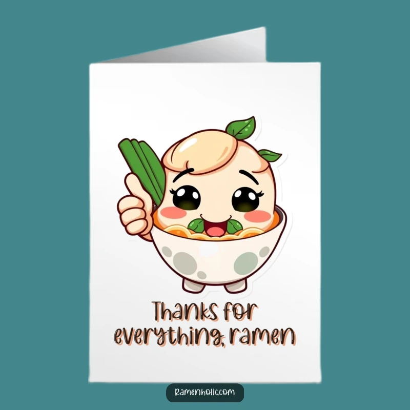 Free Printable Funny Thank You Card: Smiling Ramen Bowl - Hilarious Downloadable Gratitude!