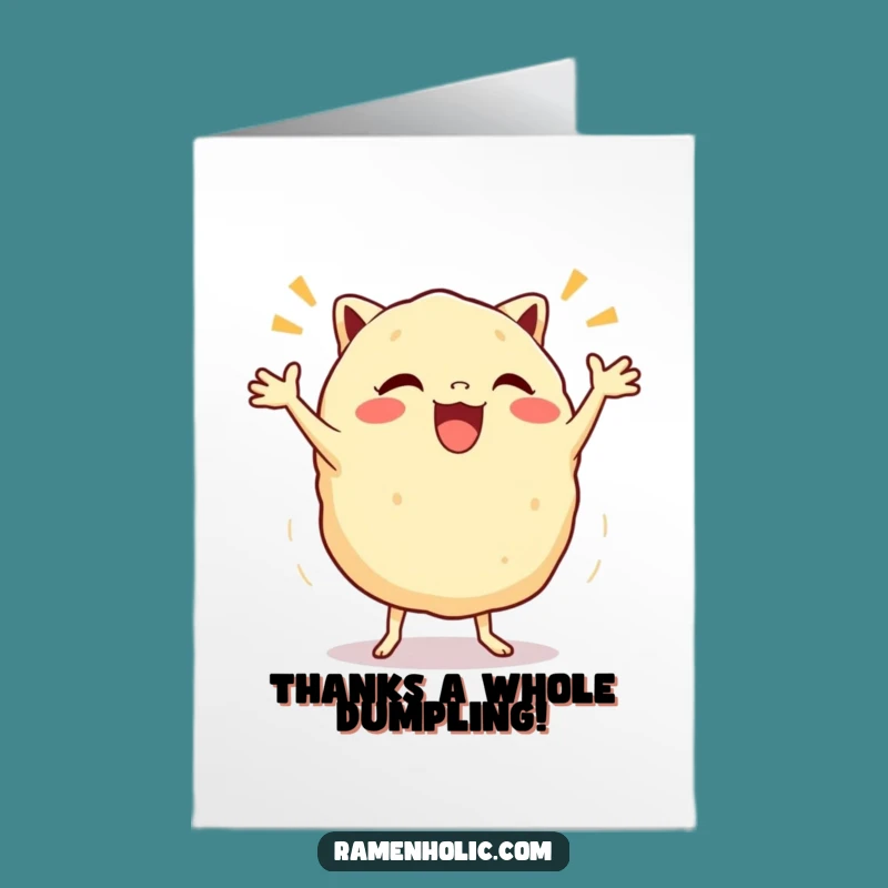 Free Printable Gyoza Thank You Card: Funny Dumpling Jigging Downloadable for Gratitude
