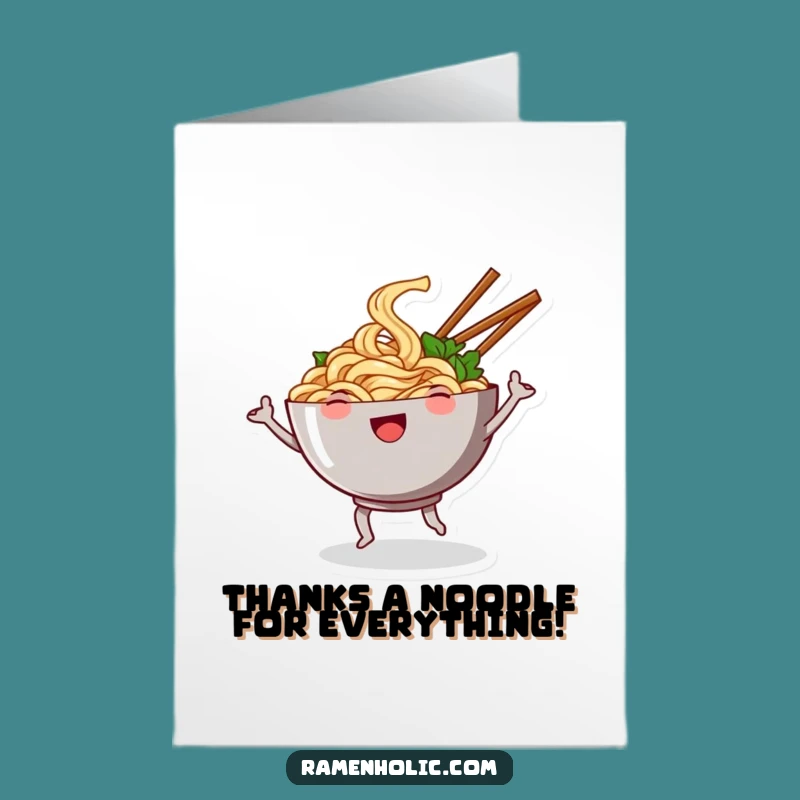 Free Printable Noodle Thank You Card: Dancing Foodie Gratitude Downloadable Gift