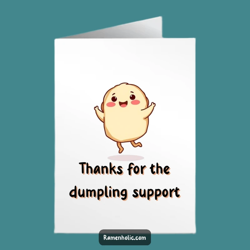 Free Printable Thank You Card: Dancing Gyoza Twirl, Grateful Dumpling Downloadable Gift