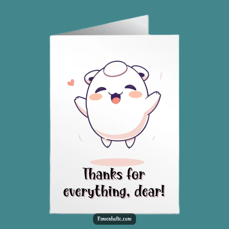Free Printable Thank You Card: Dumpling Bounce of Thanks, Funny Downloadable Appreciation Gift