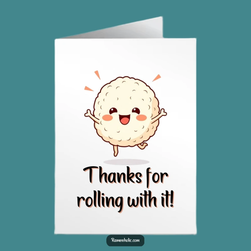 Free Printable Thank You Card: Happy Rice Ball Hop Funny Downloadable Gift