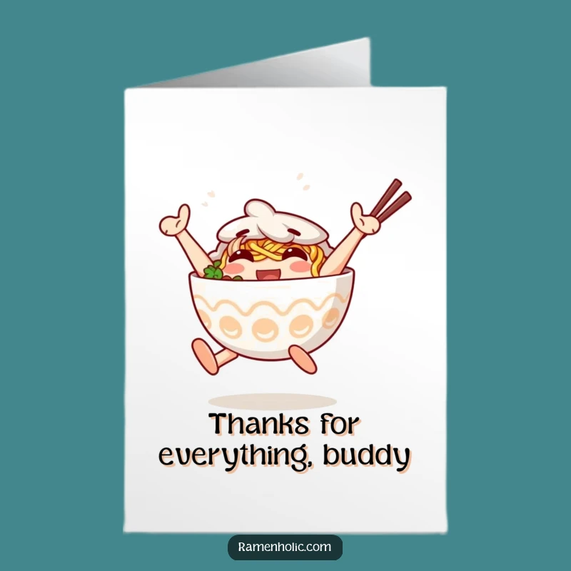 Free Printable Thank You Card: Jumping Ramen's Grateful Leap, Funny Downloadable Gift